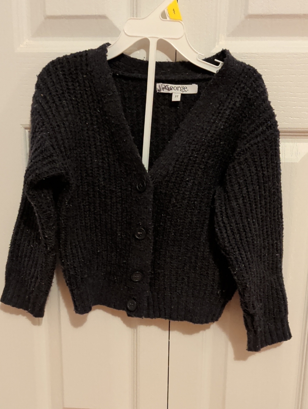 George Black Chunky V-Neck Button Cardigan